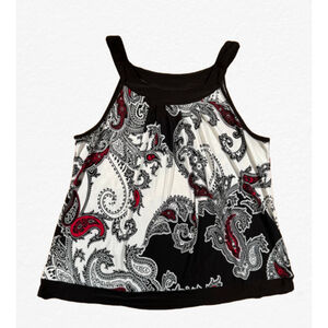 Studio Donatella y2k Tank Top Red White Black Paisley